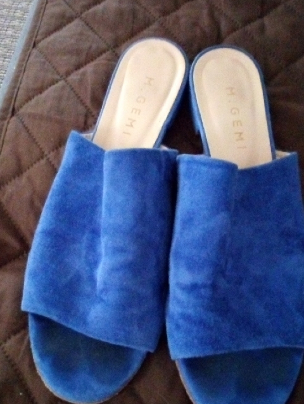 M. Gemi Cobalt Suede Open-Toe Slide Mules